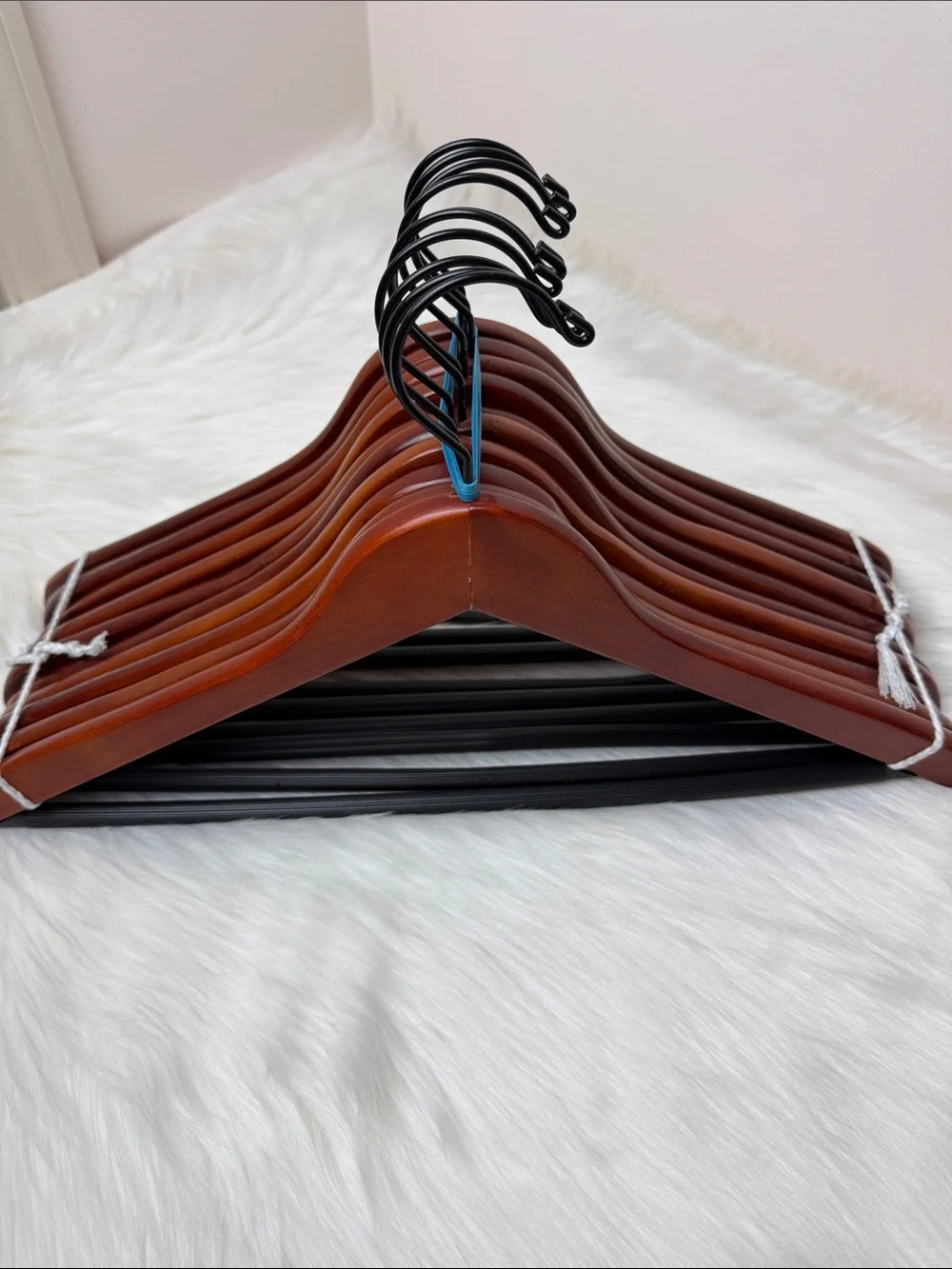 Brookstone Premium Wooden Hangers with Bar in Mahogany  - Set of 10